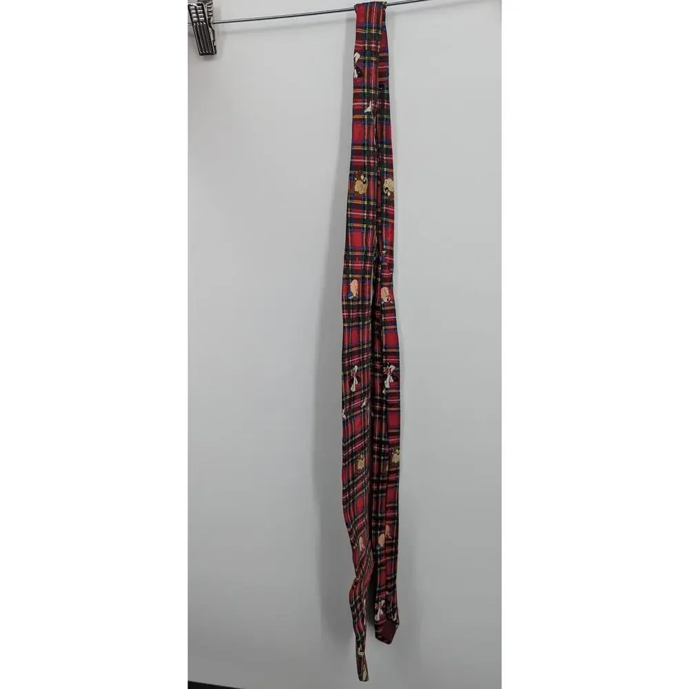 Vintage 1993 Looney Tunes Mania Tie Red Plaid Bugs Bunny Daffy Tweety 58x3.75